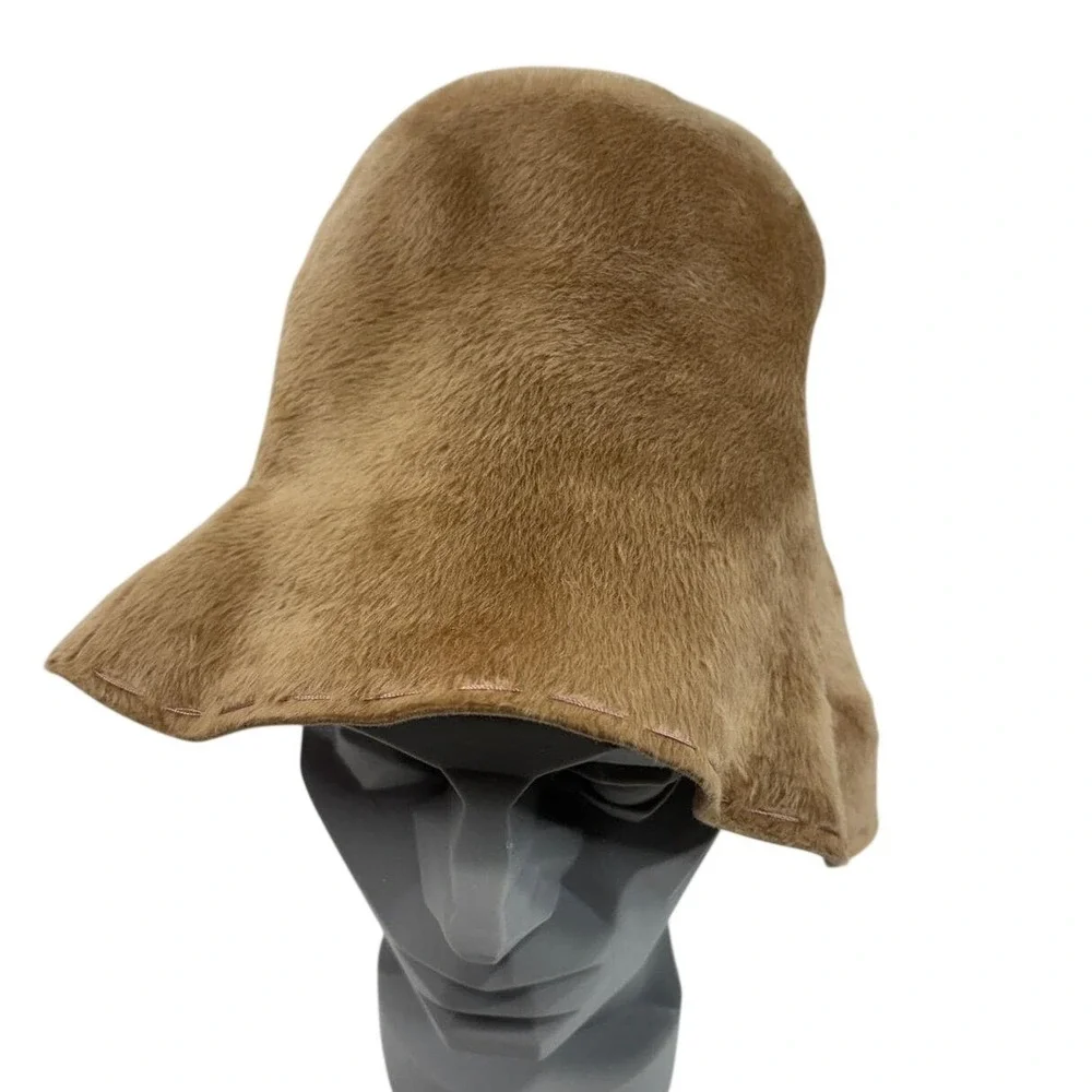 Vintage Betmar New York‎ Paris Faux Fur Bucket Hat Camel Tan Aura Mid Century